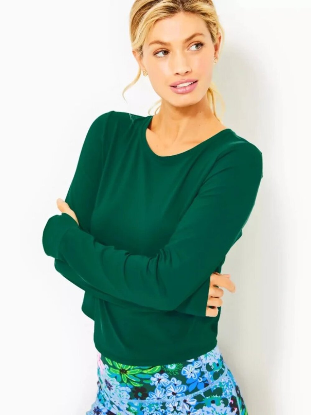 Lilly Pulitzer Luxletic Emerie Active Tee in Evergreen Size XL